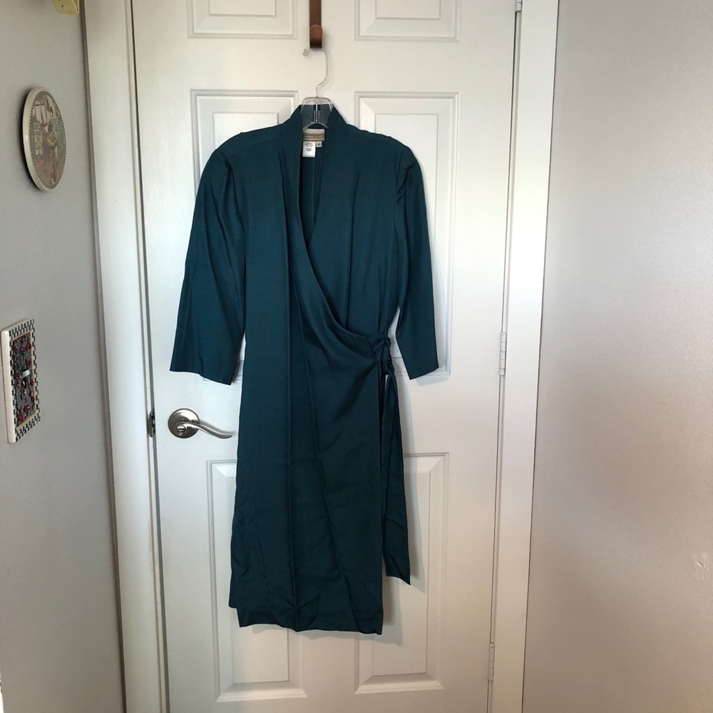 Teal silk wrap dress - Coldwater Creek size 6